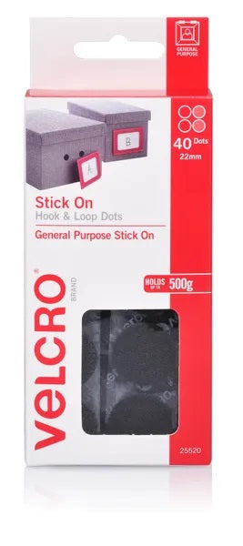 40mm x 22mm Black Colour Stick On Hook & Loop Velcro Dots